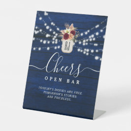Rustikale Hochzeit Open Bar Sign mit Lights Sockelschild