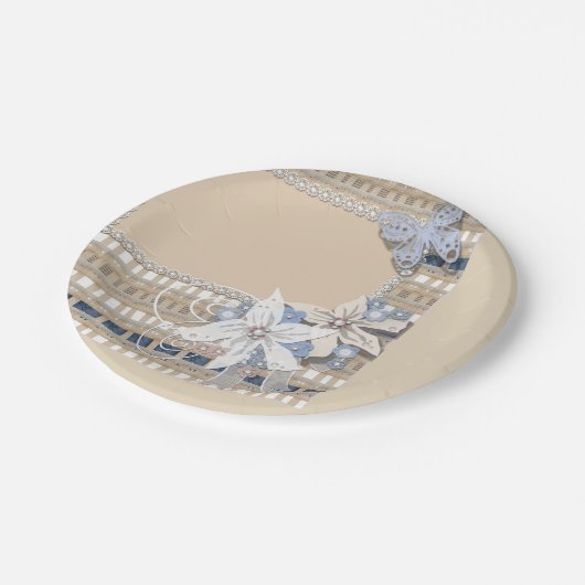 Rustikale Hochzeit Pappteller (Schrägansicht)