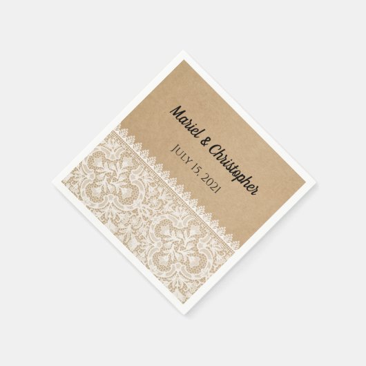 Rustikale Hochzeit Personalisiert Serviette (Ecke)