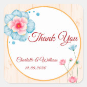 Rustikale Hochzeit Quadratischer Aufkleber (Vorderseite)