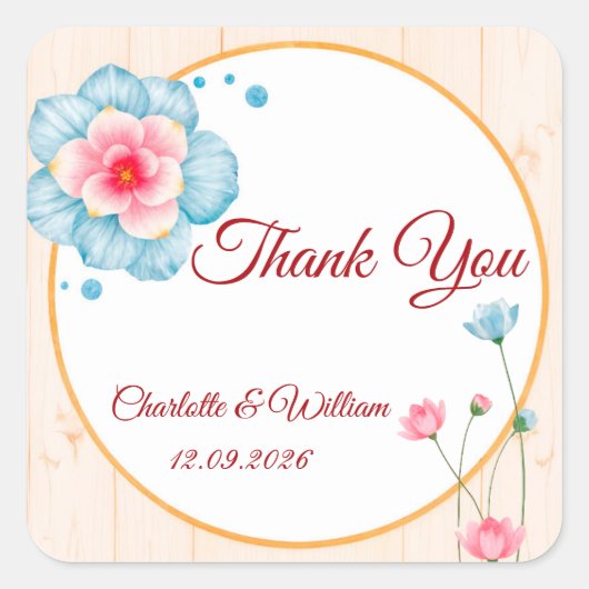 Rustikale Hochzeit Quadratischer Aufkleber (Vorderseite)