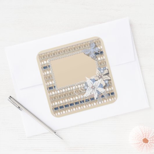 Rustikale Hochzeit Quadratischer Aufkleber (Umschlag)