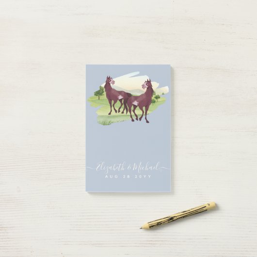 Rustikale Hochzeit Reitsport-Western Post-it Klebezettel (Auf Schreibtisch)