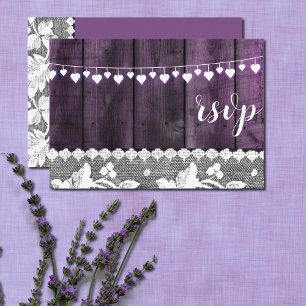 rustikale Hochzeit rsvp - Holz, Spitzen, Saitenher Einladung