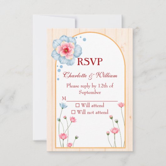 Rustikale Hochzeit RSVP Karte (Vorderseite)