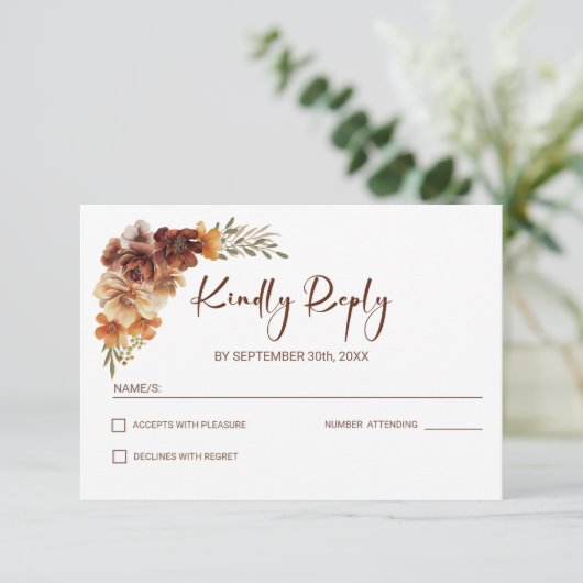 Rustikale Hochzeit RSVP Karte (Stehend Vorderseite)