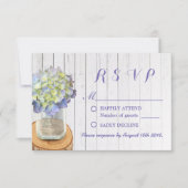 Rustikale Hochzeit RSVP Mason Jar & Hydrangea (Vorderseite)