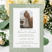 Rustikale Hochzeit Sage Grün und Weiß Modern Einladung