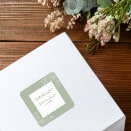 Rustikale Hochzeit Sage Grün und Weiß Modern Quadratischer Aufkleber