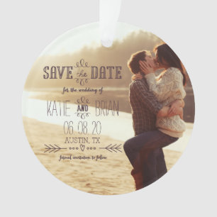 Rustikale Hochzeit Save the Date Foto-Ornament Ornament