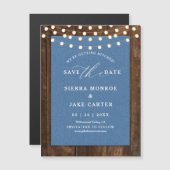Rustikale Hochzeit-Save-the-Date-Holz-Lichter-Deni Magnetkarte (Vorne/Hinten)