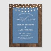 Rustikale Hochzeit-Save-the-Date-Holz-Lichter-Deni Magnetkarte (Vorderseite)