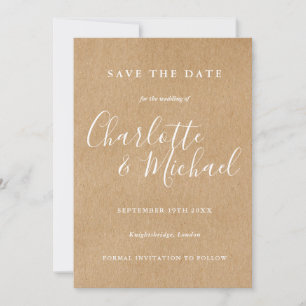 Rustikale Hochzeit-Save-the-Date-Karte mit Untersc Save The Date