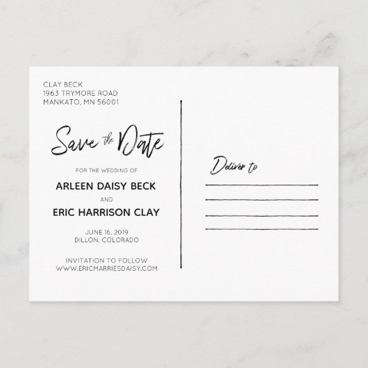 Rustikale Hochzeit | Save the Date Postkarte (Rückseite)