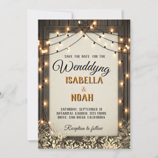 Rustikale Hochzeit "Save the Date"-Vorlagen mit He Save The Date (Vorderseite)