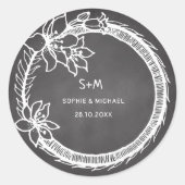Rustikale Hochzeit Schwarz-weiße Blumenaufkleber Runder Aufkleber (Vorderseite)