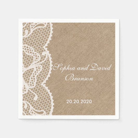 Rustikale Hochzeit Serviette (Vorderseite)