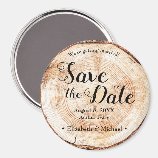 Rustikale Hochzeit Sichern Sie das Datum gedruckte Magnet (Vorderseite/Rückseite)
