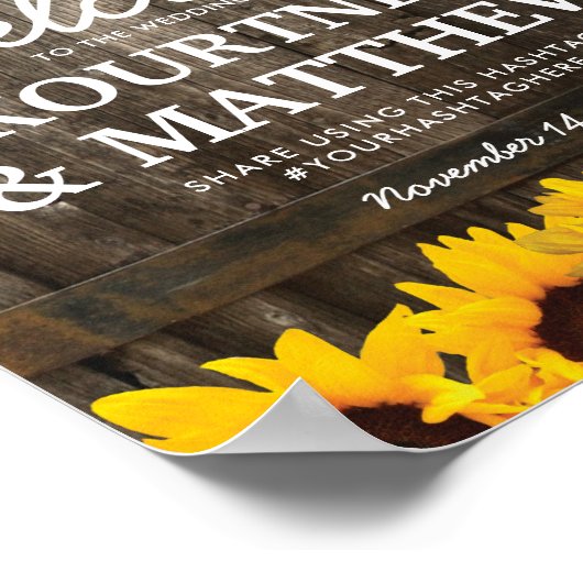 Rustikale Hochzeit | Sonnenblumen Poster (Ecke)