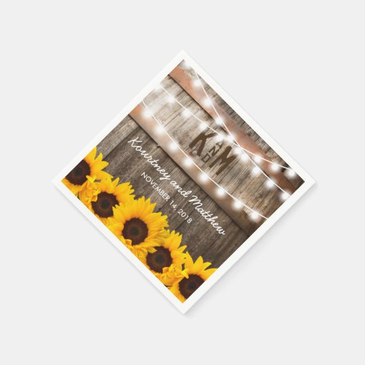 Rustikale Hochzeit | Sonnenblumen Serviette (Ecke)