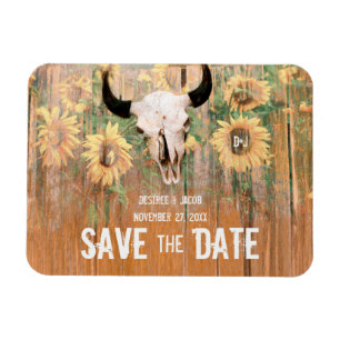Rustikale Hochzeit Sonnenblumen Stier Schädel Save Magnet