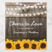 Rustikale Hochzeit | Sonnenblumenjubeln zur Liebe Weinetikett (Einzelnes Label)