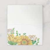Rustikale Hochzeit. Sonnenblumenkarte. Land Platzkarte (Außenseite Aufgefaltet)