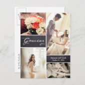Rustikale Hochzeit Spanische FotoCollage "Gracias" Ankündigungspostkarte (Vorne/Hinten)