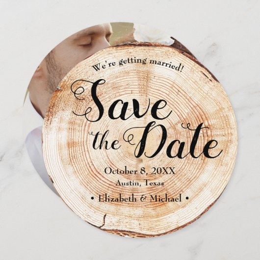 Rustikale Hochzeit Speichern Sie das Datum Foto Ho Einladung (Vorne/Hinten)