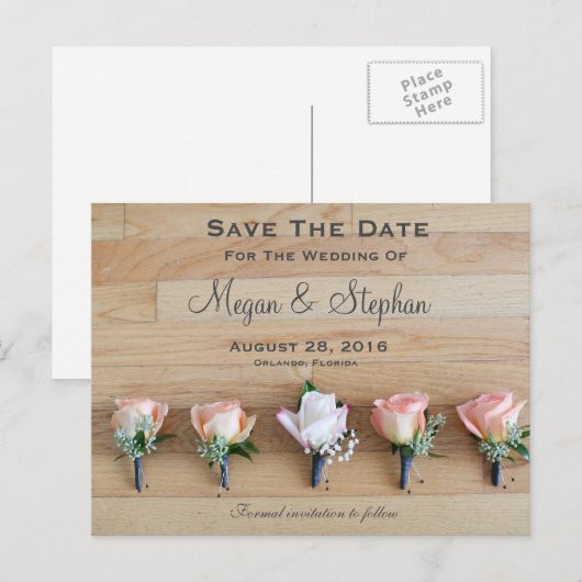 Rustikale Hochzeit speichert das Datum Postkarte (Vorne/Hinten)