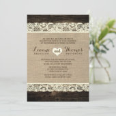 Rustikale Hochzeit| Stall-Holz-Spitzen und Burlap Einladung (Stehend Vorderseite)