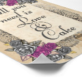Rustikale Hochzeit Süße und Kuchen-Zeichen Poster (Ecke)
