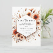 Rustikale Hochzeit Terracotta Save The Date (Stehend Vorderseite)