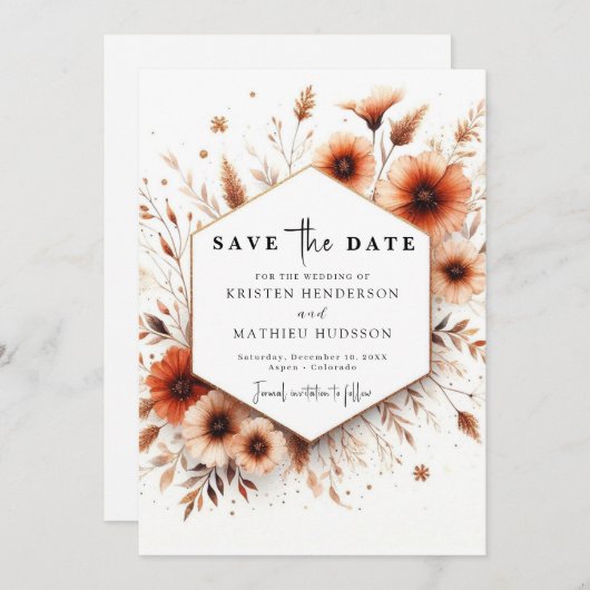 Rustikale Hochzeit Terracotta Save The Date (Vorne/Hinten)