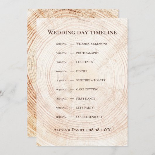 Rustikale Hochzeit.Tree bellen benutzerdefinierte  Programm (Vorne/Hinten)