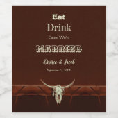 Rustikale Hochzeit trinken Verheiratete Bulle Schä Weinetikett (Einzelnes Label)