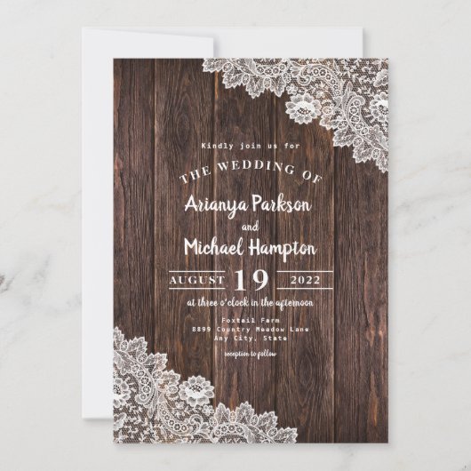 Rustikale Hochzeit und einladende Einladung (Vorderseite)