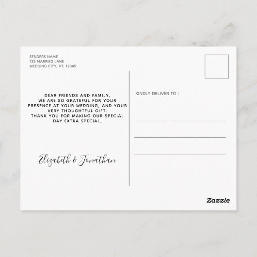 Rustikale Hochzeit Vielen Dank für Ihre Grüne Foto Postkarte (Rückseite)