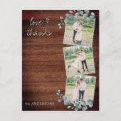 Rustikale Hochzeit Vielen Dank für Ihre Grüne Foto Postkarte (Vorderseite)