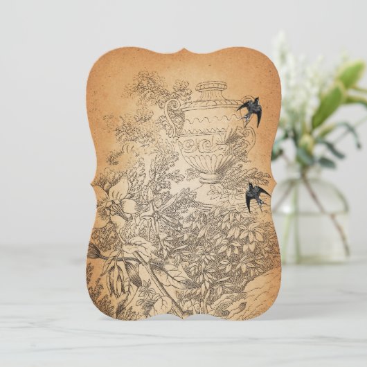 Rustikale Hochzeit Vintager Urner Einladung (Stehend Vorderseite)