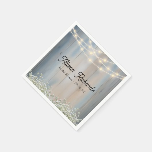 Rustikale Hochzeit von Baby- & String-Lights Serviette (Ecke)