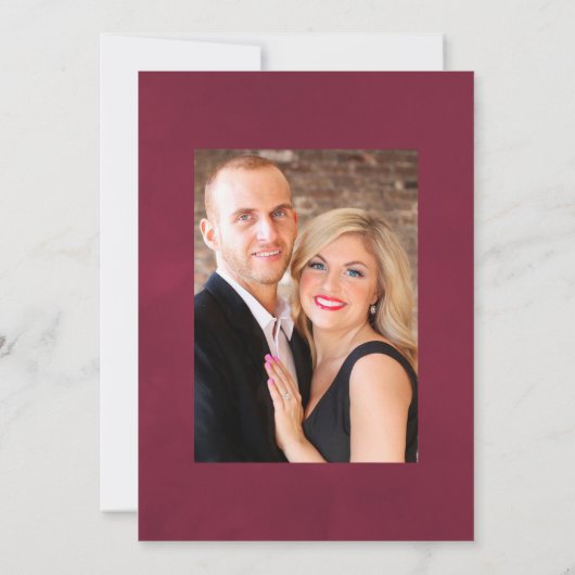 Rustikale Hochzeit von Barn Burgund und Blush Save The Date (Rückseite)