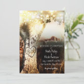 Rustikale Hochzeit von Baum- und Lichterketten Einladung (Stehend Vorderseite)