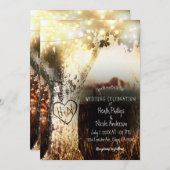 Rustikale Hochzeit von Baum- und Lichterketten Einladung (Vorne/Hinten)