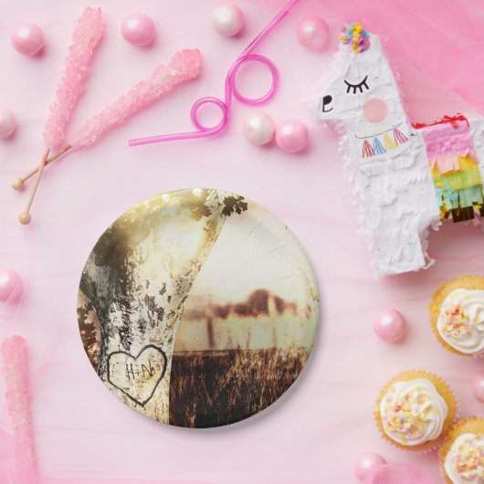 Rustikale Hochzeit von Baum- und Lichterketten Pappteller (Party)