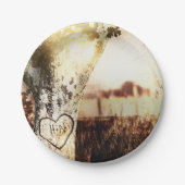 Rustikale Hochzeit von Baum- und Lichterketten Pappteller (Vorderseite)