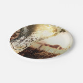 Rustikale Hochzeit von Baum- und Lichterketten Pappteller (Schrägansicht)