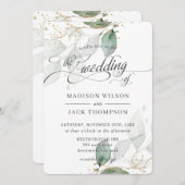 Rustikale Hochzeit von Blattgold Einladung (Vorne/Hinten)