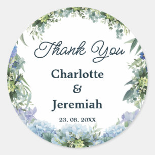 Rustikale Hochzeit von Blauer Blumengarten Runder Aufkleber