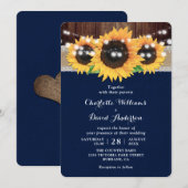 Rustikale Hochzeit von Blauer Sonnenblume Einladung (Vorne/Hinten)
